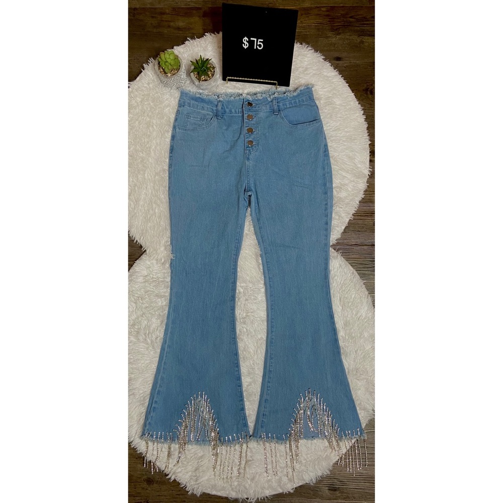 Blinged Rockstar Bell Bottoms